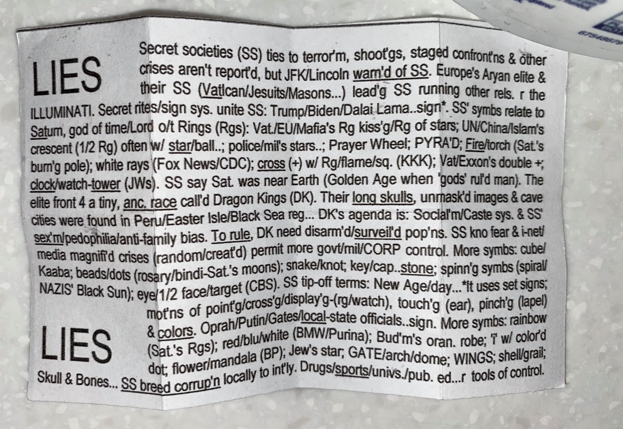 WEIRD MESSAGES BEING FOUND INSIDE GROCERY STORE PACKAGES