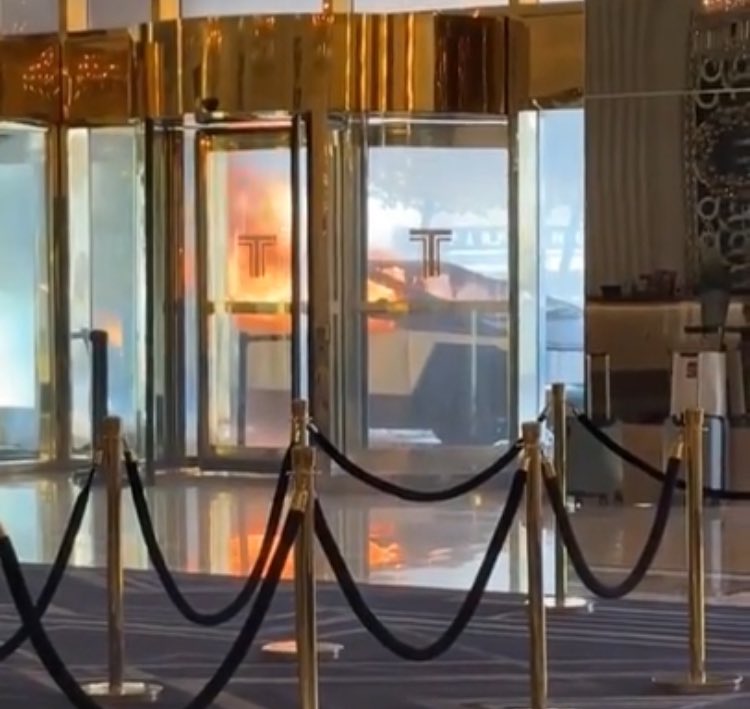 CYBER TRUCK BLOWS UP IN FRONT OF TRUMP HOTEL IN LAS VEGAS!