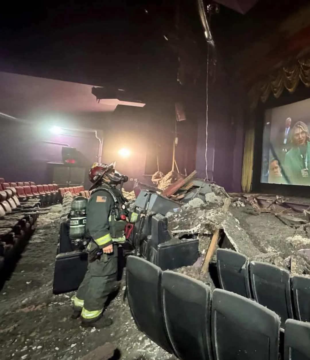 A freak accident in a movie theater during Final Destination