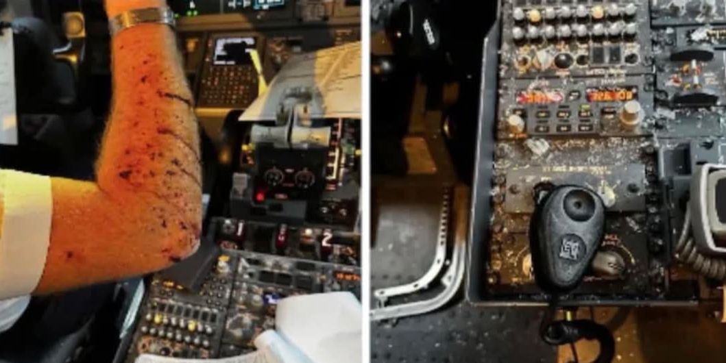 Mystery object goes through airplane window while in flight