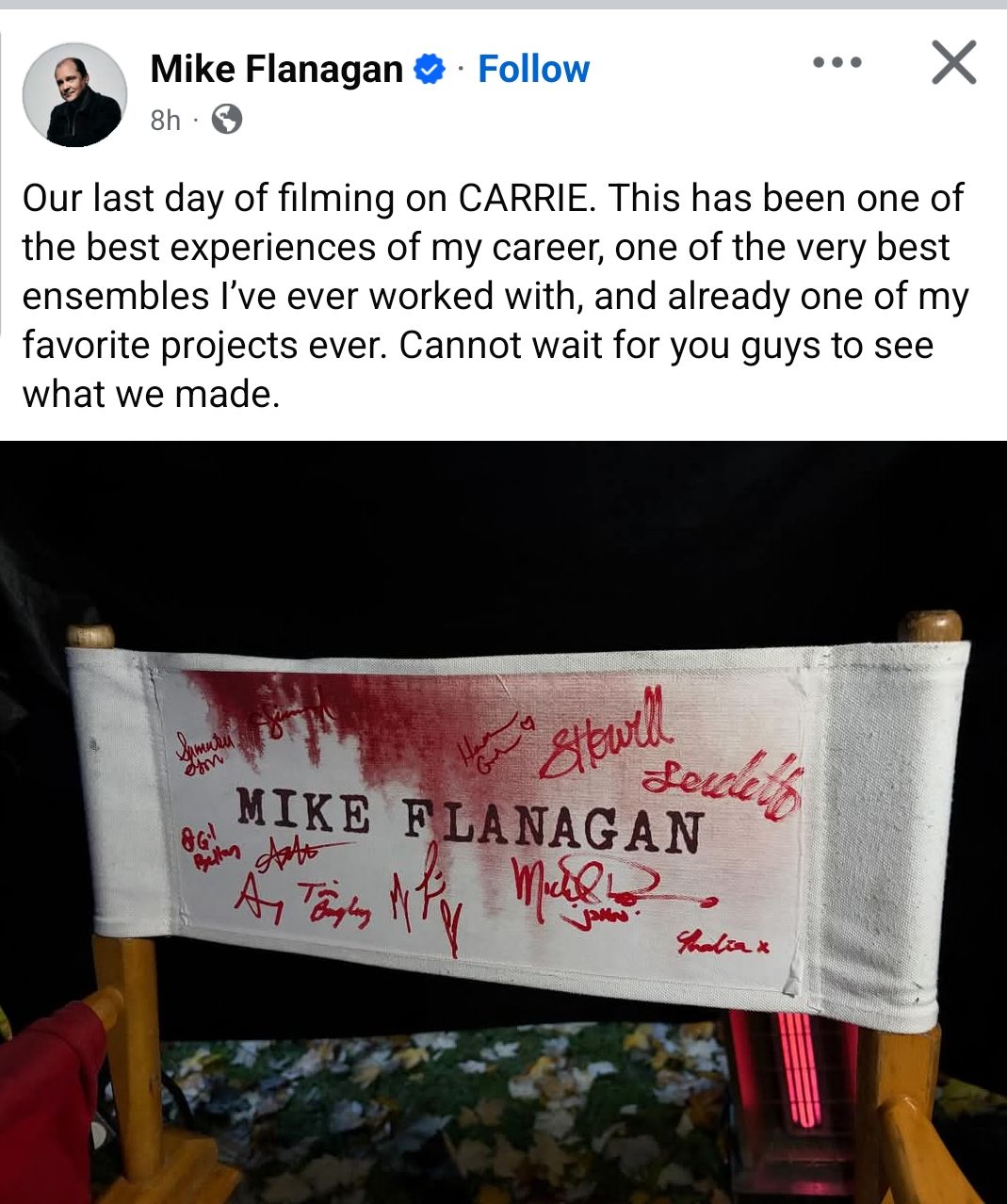 Mike Flanagan Wraps Filming on the New Carrie Remake