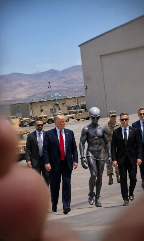 TRUMP RAISES ALIEN HYBRID EYEBROWS WITH ALIEN POST